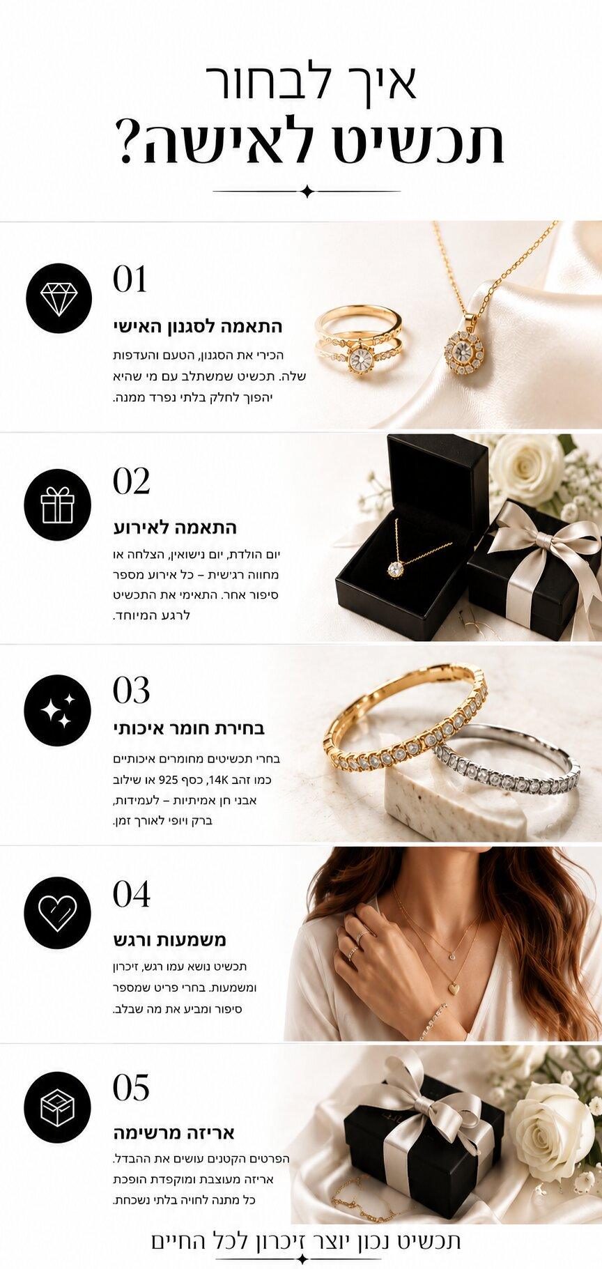 איך לבחור תכשיט לאישה - המדריך המלא לבחירה מרגשת ומדויקת לכל אירוע